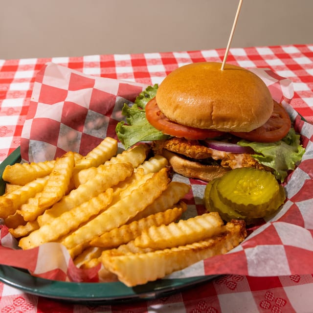 Kraze Chicken Sandwich With Fries.
